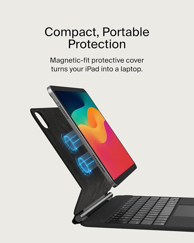 Belkin Pro Keyboard Case w/Magnetic Stand, Backlit Bluetooth Keyboard, Multi-Gesture Controls, Magnetic Apple Pencil Storage Compatibility, & Multimedia Keys for iPad Pro 11" (M4/M5) - Black