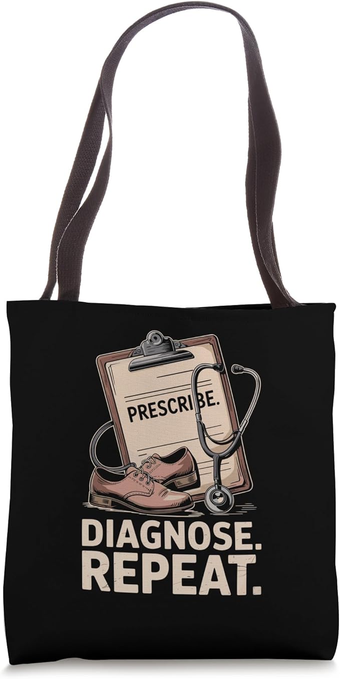 Prescribe Diagnose Repeat Clipboard Stethoscope Tote Bag