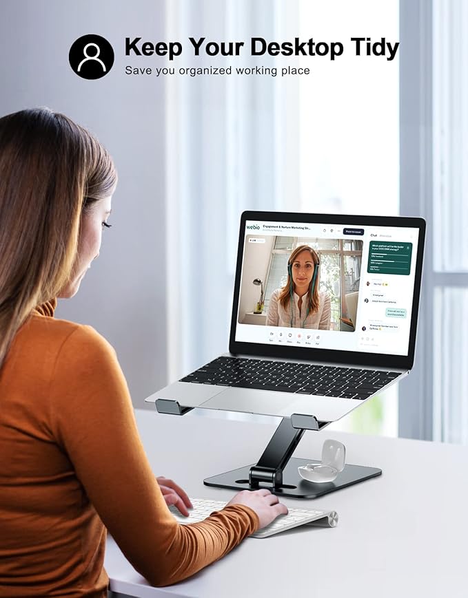 Foldable Laptop Stand, Height Adjustable Ergonomic Computer Stand for Desk, Aluminum Portable Laptop Riser Notebook Mount Compatible with MacBook Pro Air, HP, Dell 10-16" (Gray)