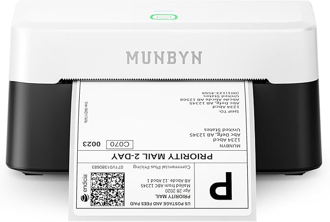 MUNBYN Bluetooth Thermal Label Printer RW403B, Wireless 4x6 Shipping Label Printer for Small Business, Compatible with Android, iPhone, Windows, Mac, Chromebook, Print Width 1.57"-4.25"