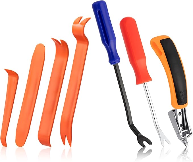 7 Pieces Staple Remover Tools Set for Upholstery, Construction and Auto Car, Professional Tack and Nail Puller Kit for Efficiently and Easily Remove All Kinds of Staples,Tacks and Nails