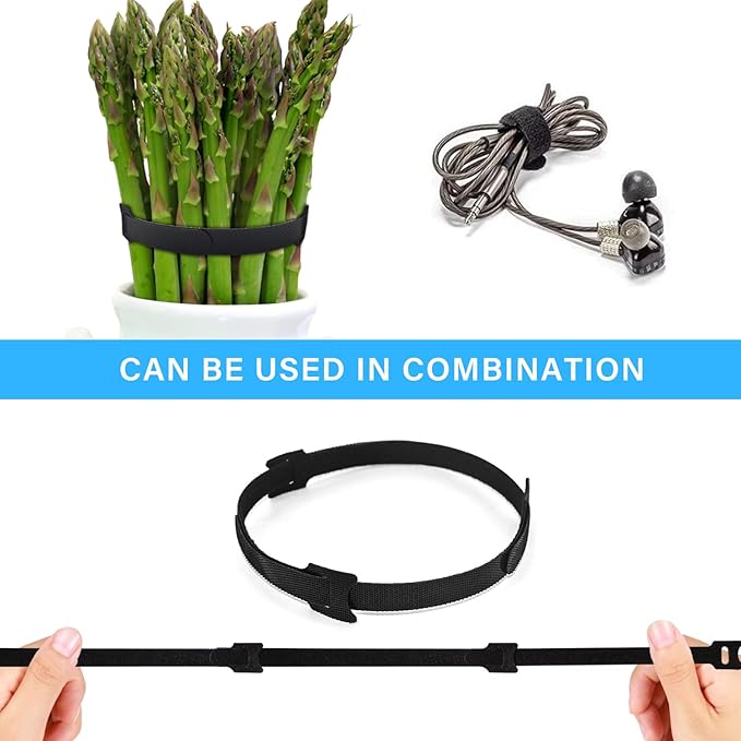 100pcs Reusable Cable Ties - Hook and Loop Cable Straps for Wire Management - Adjustable Cord Organizer & Wire Ties for Electronics, Home, Office & Desk - 4 Sizes (8/6/5/4 Inch)