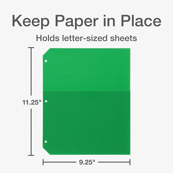Oxford Poly Binder Dividers, Divider for 3 Ring Binder, Double Pocket, 3 Hole Punch Organizers, Bright Colors, 5 Untabbed Non-Stick Organizers, Durable Plastic, Pack of 3 Index Dividers (59800)