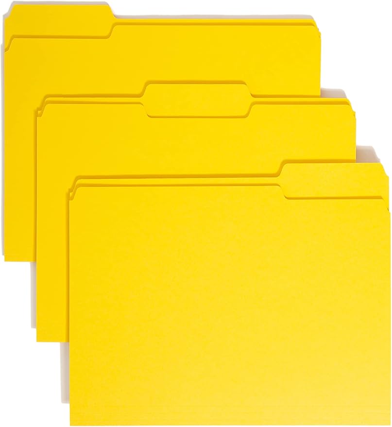Smead Standard File Folders, Value Filing Bulk Case of 500, Yellow, 1/3-Cut Tabs, Letter Size (21125)