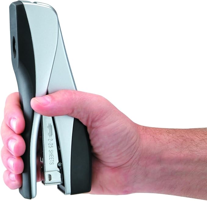 Swingline Stapler, Jam Free, Optima Grip Full Size, Ergonomic Cushion, Metal, 25 Sheet Capacity, Silver (87811)