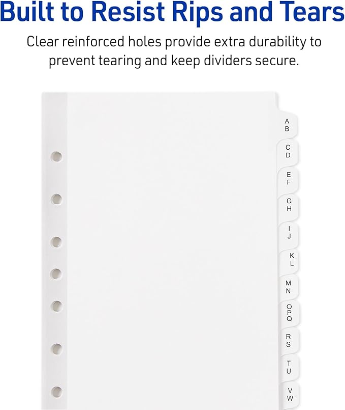 Avery A-Z Mini Dividers for 3 Ring Binders, 12 Tabs per Set, 8.5" x 5.5", Pre-Printed Tabs, 4 Binder Divider Sets, Great for Organizing Notes, Projects, Schedules, and More (43131)