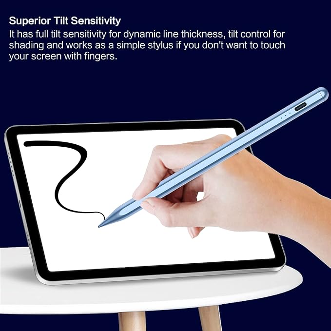 Stylus Pen for iPad 6th-11th Generation, 10 Mins Fast Charge Apple Pencil Compatible with 2018-2025 iPads Pencil, Apple Pen for iPad Pro 11"/12.9"/M4, Air 3/4/5/M2/M3, Mini 5/6 Gen, Blue