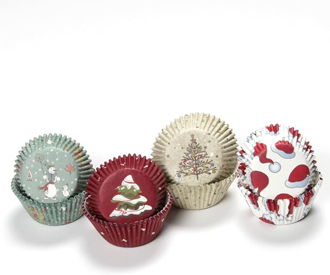 Chef Craft Paper Patterned Cupcake Liners, 50 count, Green/Red/White