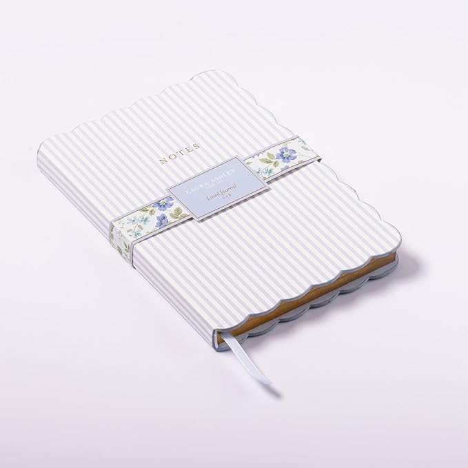 Laura Ashley English Garden Journal – 6x8 Inch Hardcover Notebook with Scalloped Edge, 256 Lined Pages, Gilded Edges, Faux Leather Covers