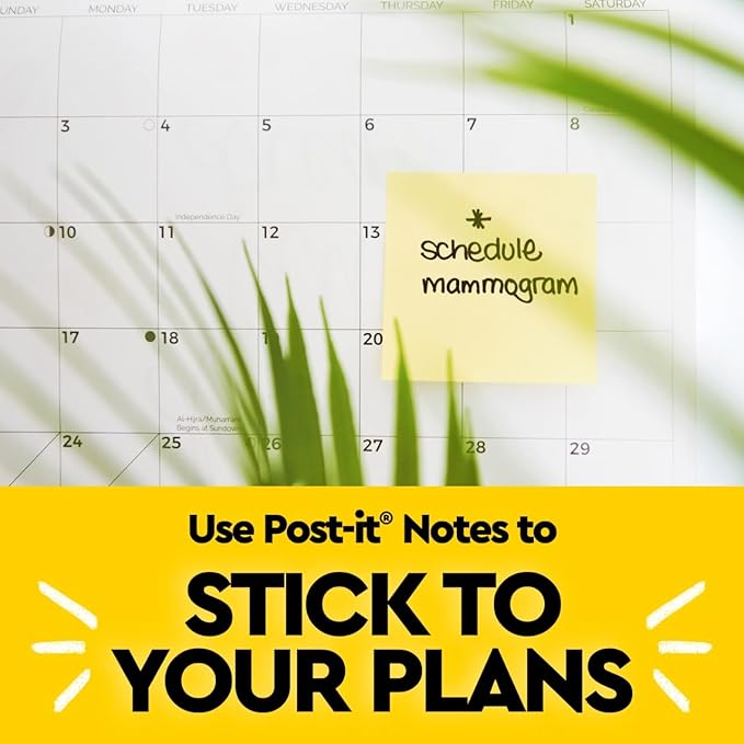 Post-it Notes, 1/3/8 x 1 7/8 in, 24 Sticky Notes Pads, 100 Sheets per Pad, Canary Yellow, The Original Post-it Note, New Year Organization or Second Semester School Supplies (Pack of 2)