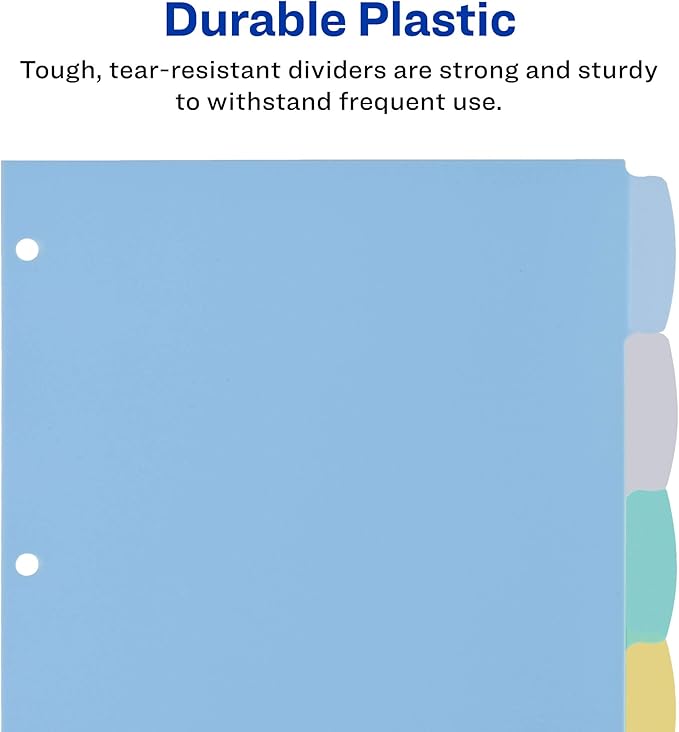 Avery Big Tab Write & Erase Durable Plastic Dividers for 3 Ring Binders, 8-Tab Sets, Pastel Multicolor, 24 Sets, 192 Divider Tabs (16171)