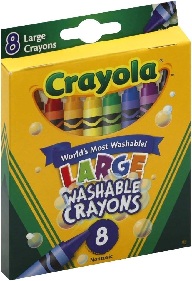 Crayola Washable Crayons, Large, 8 Colors - 2 Packs
