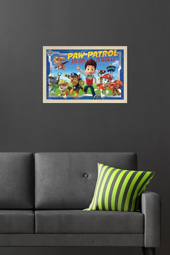 Nickelodeon Paw Patrol - Crew Wall Poster, 22.4L" x 14.7W", Blonde Framed Version