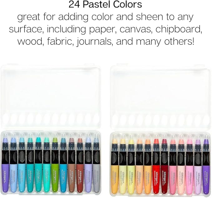 KINGART Pastel GEL STICK Set, Artist Pigment Crayons, 24 Unique Colors, Water Soluble, Creamy, and Odorless, Use on Paper, Wood, Canvas and more