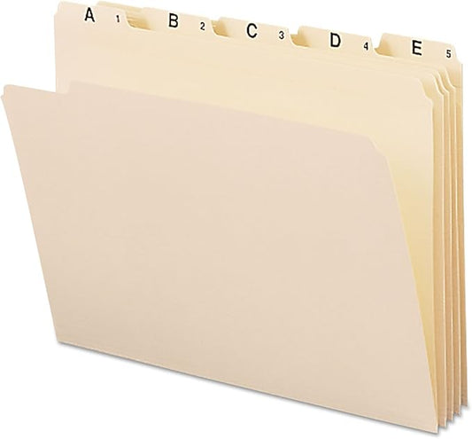 Smead Indexed File Folders, 1/5-Cut Tab, Assorted Positions, Indexed, Letter Size, Manila (A-Z)