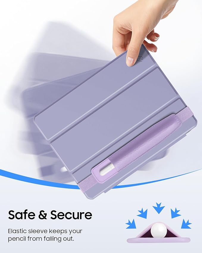 Fintie Detachable Pencil Holder with Elastic Band for iPad Case - Elastic Stylus Pouch Compatible with Apple Pencil Pro, Apple Pencil (USB-C / 1st / 2nd Gen) and Other Similar Size Stylus, Purple