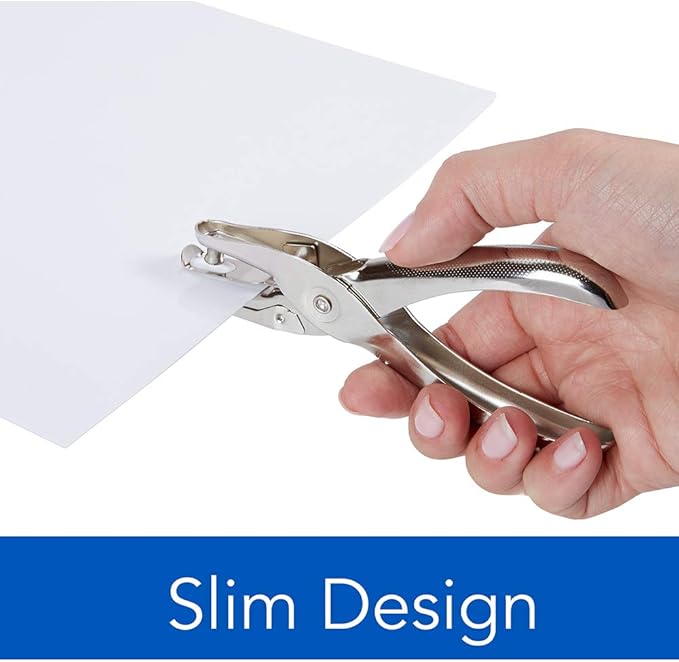 Swingline 1 Hole Punch, Hole Puncher, 5 Sheet Punch Capacity, Classic, Chrome, 2-Pack (74005)