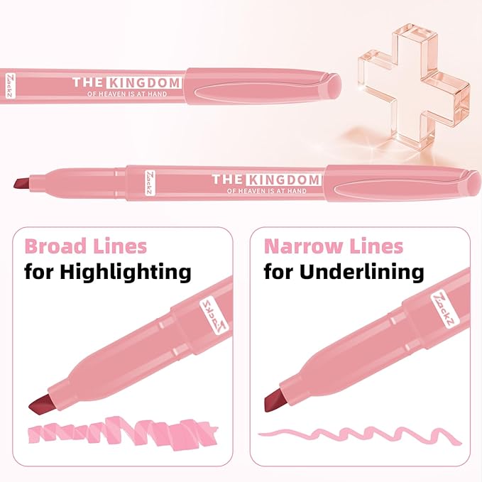 7-ackz Pastel Bible Highlighter Markers 8 Pack, Thin Bible with slight bleeding, Assorted Colors Dry Quickly for Study Journaling, Textbook Motivational Gift for Christians, Friends