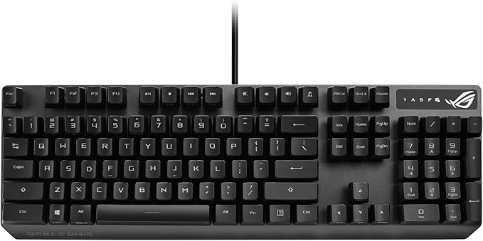 ASUS ROG Strix Scope RX Gaming Mechanical Keyboard, Red Optical Switches, USB 2.0 Passthrough, 2X Wider Ctrl Key, Aura Sync, Armoury Crate RGB Lighting, Black