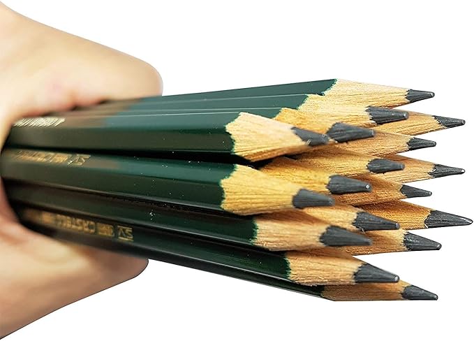 Faber-Castell pencils, Castell 9000 graphite pencils, 8B Pre-sharpened Black lead pencils for sketch, shading, drawing, artist - box of 12 (8B)
