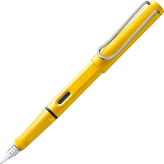 LAMY safari yellow - Fountain Pen with ergonomic grip & polished Left-Handed steel nib (LH) in size M - ideal for any Writing & Calligraphy - including LAMY T 10 blue cartridge