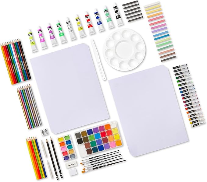KINGART 175-Piece Ultimate Mixed Media Art Studio Set – Includes Acrylic & Watercolor Paints, Pastels, Colored Pencils, Brushes, and Paper Pads – Professional Kit for Drawing, Sketching, Painting