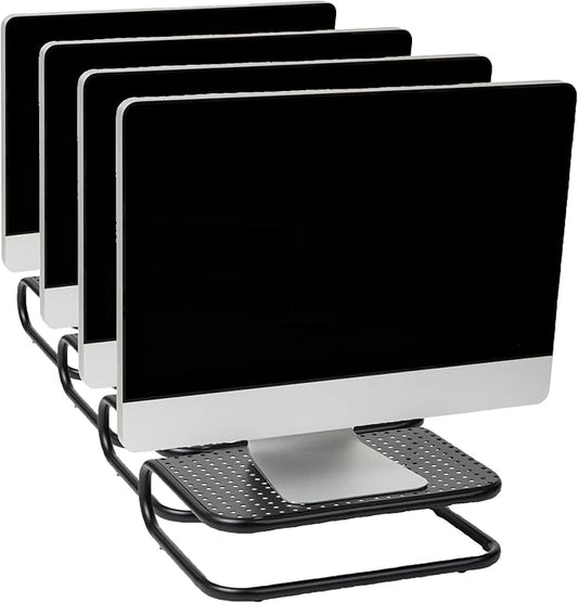 Mind Reader Monitor Stand, Ventilated Laptop Riser, Desktop Organizer, Metal, 14.25" L x 11" W x 4.25" H, Black | (Pack of 8)