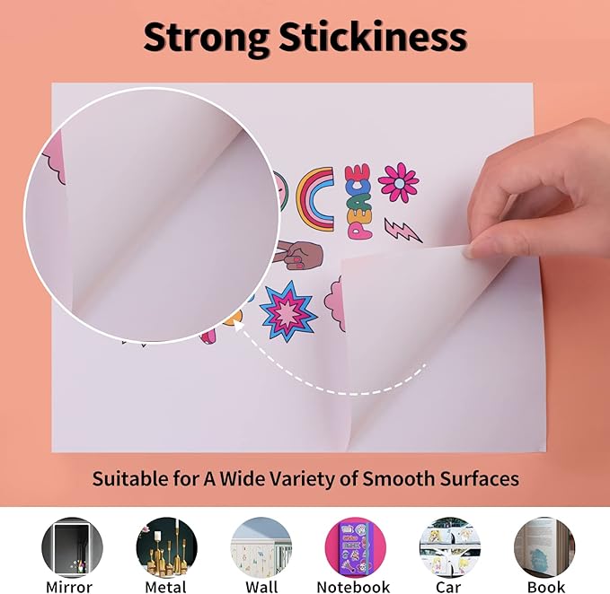 HTVRONT Printable Vinyl Sticker Paper - 30 Sheets Waterproof Matte Sticker Paper for Inkjet Printer & Laser Printer, Dries Quickly & Tear Resistant 8.5"x11"