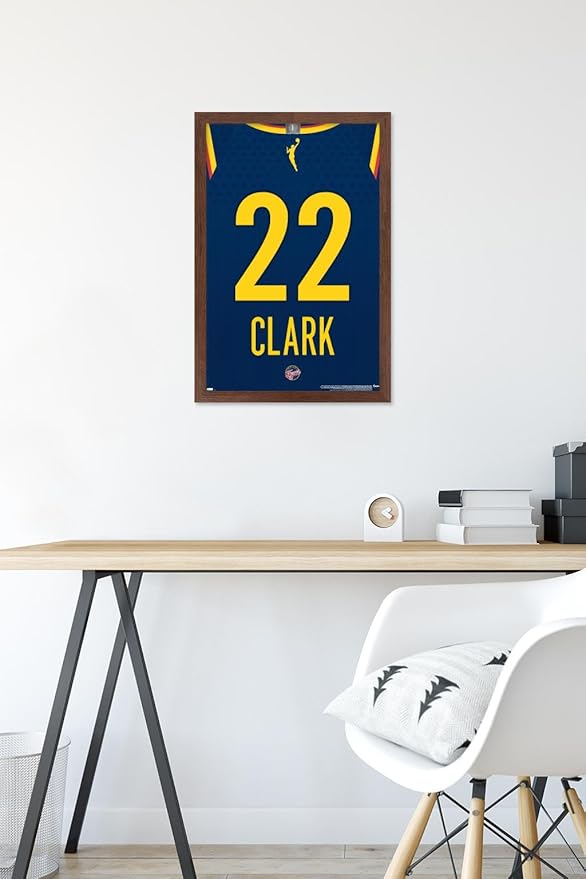 WNBA Indiana Fever - Caitlin Clark Jersey Wall Poster, 22.4L" x 14.7W", Mahogany Framed Version