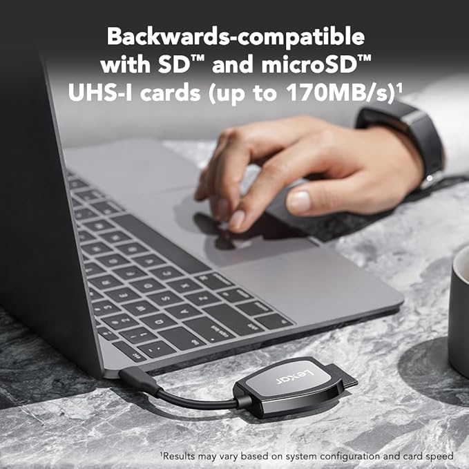 Lexar Professional USB 3.2 Type-C Dual-Slot Reader, Supports SD and microSD UHS-II Cards, Up To 312MB/s Read (LRW470U-RNHNU)