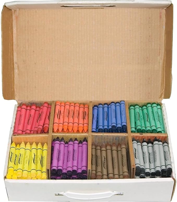Prang Bulk Crayons Master Pack, 8 Assorted Colors, Large Size, 400 Count