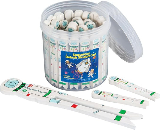 Really Good Stuff Teacher & Student Spaceman Kit – 30 Student Size, 1 Teacher Size With Reusable Storage Container | Writing Spacers For Kids, Learning Tool, Finger Spacing, Classroom Must Haves