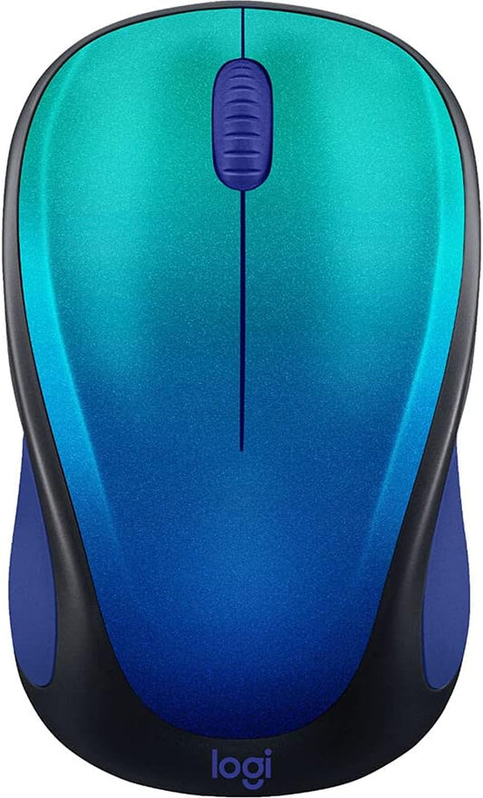 Logitech Designer Collection Limited Edition Wireless Compact Mouse with Colorful Designs, 1000 DPI Optical 3-Buttons Mouse, Blue Aurora 910-006118 (Renewed)