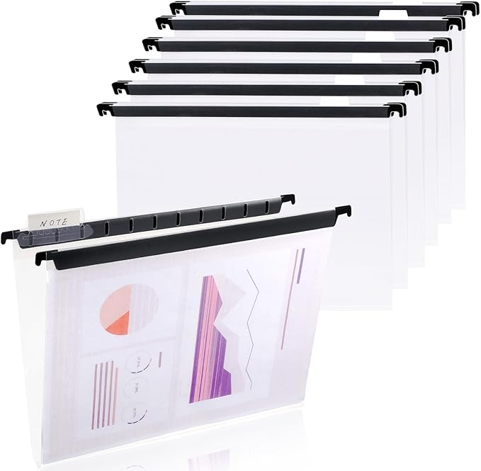 Letter Size Clear Hanging File Folders Hanging Document Folder Plastic Transparent Hanging File Folder for File Cabinets Document Filing (10, Transparent)