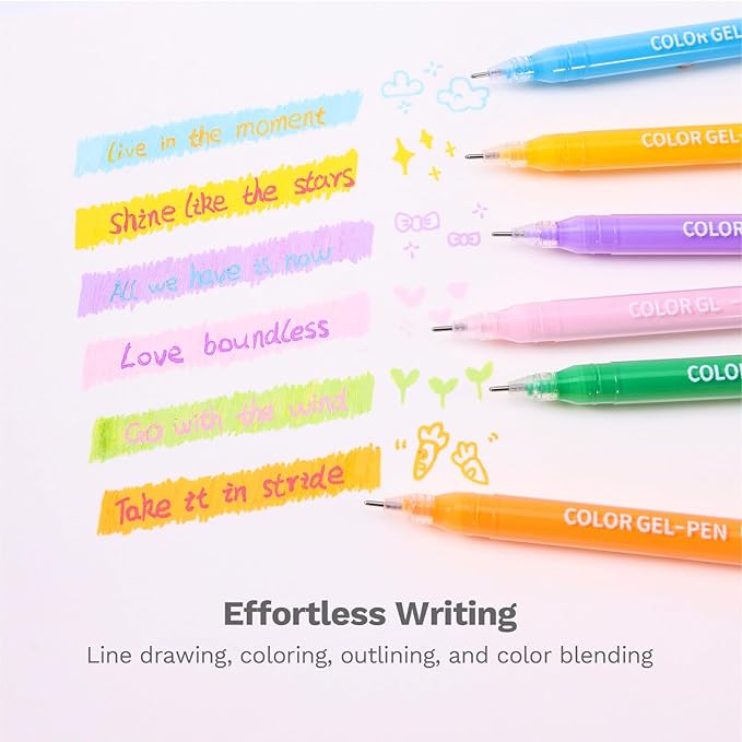 72 Colors Gel Pens for Coloring - Smooth Vibrant Colors 0.6mm Fine Point Gel Ink Pens Colored Set for Adults Artists Drawing Journaling Sketching Art Supplies