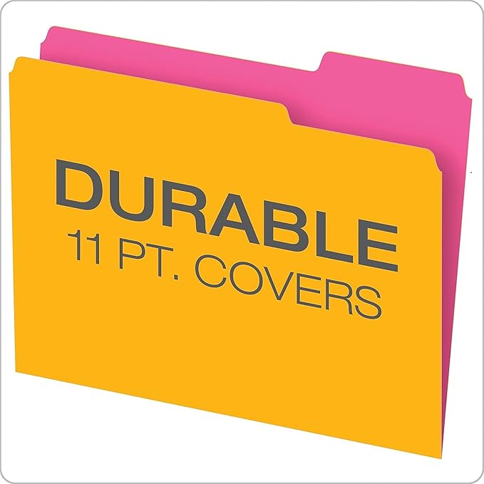 Pendaflex Glow Twisted Twin File Folders; Assorted, 1/3 Cut, 12/Pack