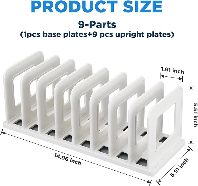 2 pcs Adjustable Vertical File Sorter Sturdy Plastic Expandable Upright File Holder for Notebook Magazine Desktop Organizer Bookshelf Divider Office Home School, Assemble Easily Endlessly, White