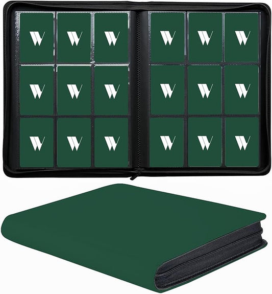 Premium 9-Pocket Zippered Trading Card Binder, 540 Pockets Double-Sided Side-Loading Card Organizer Album, PU Leather Card Holder Protector for MTG, TCG, Sports Cards (Green)