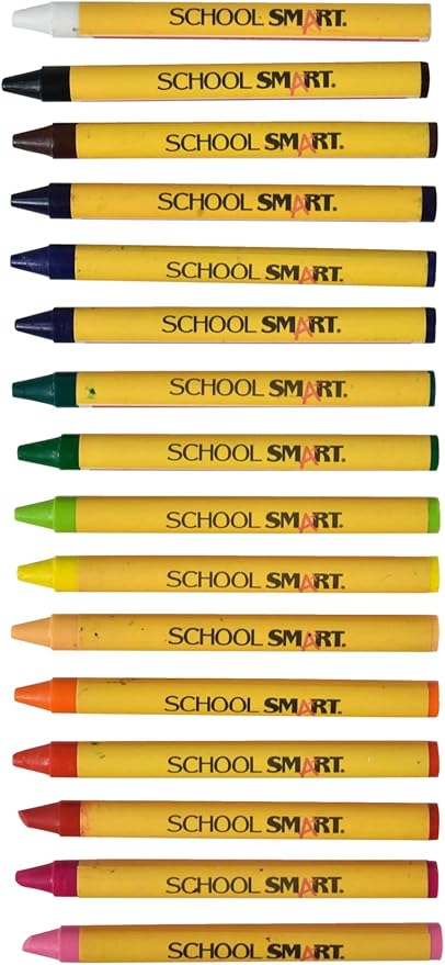 School Smart Classic Crayon Set with Tuck Box for Schools, Home, and More, Assorted Colors, Pack of 16