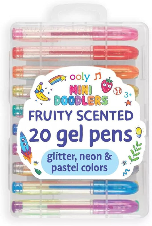 Ooly Scented Mini Doodlers Gel Set of 20 Pens - 20 Mini Glitter, Neon and Pastel Scented Gel Pens for Kids and Adults, Art and Stationery Supplies