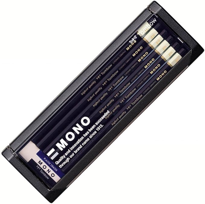 Tombow Mono-2B Premium Pencil, 2B MONO (High Standard Pencil with Ultra Fine Particles), Includes MONO Eraser, Drafting, Drawing, 1 Dozen