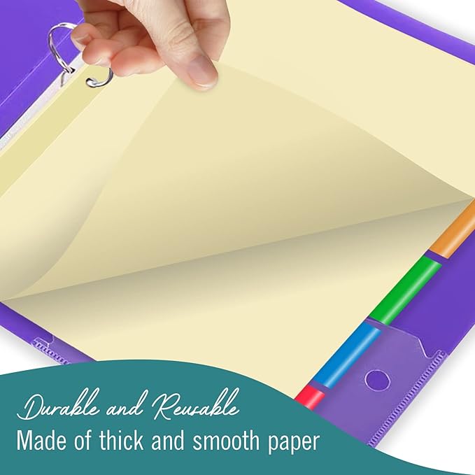 8-Tab Binder Dividers for 3 Ring Binder, Insertable Multicolor Big Tabs, Letter Size Paper Divider, 8.5 x 11 inch, 6 Sets (48 Dividers Total)