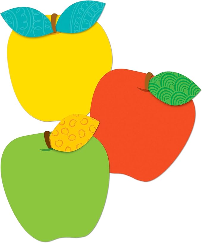 Carson Dellosa 36-Piece Red, Yellow, and Green Apples, Colorful Cardstock Fruit Cutouts for Name Tags, Bulletin Board, Back to School Decorations, and Classroom Decor