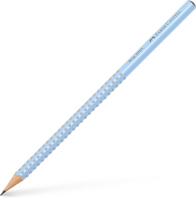 Faber-Castell Grip Graphite Pencils & Accessories Set, Sky Blue – 3 Drawing Pencils (B), Pencil Set for Sketching and Drawing, Art Pencils for Kids, Sketching Supplies