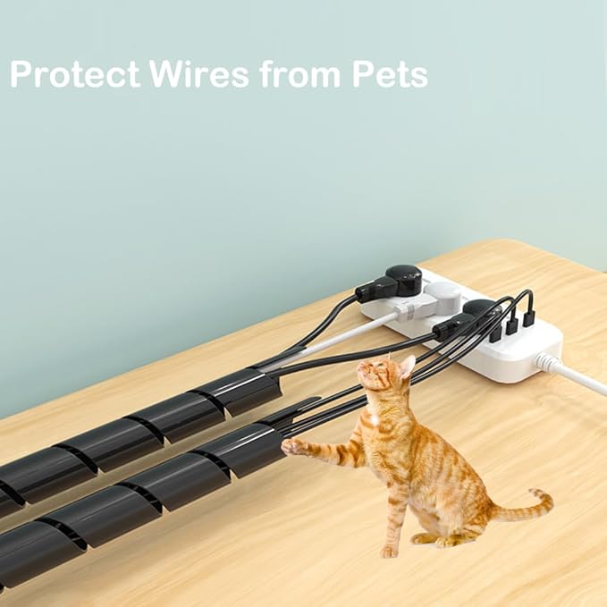 Spiral Cable Wrap - 25 Ft 3/8" Spiral Wire Wrap Cord Covers Bundle Sleeve Hose for Computer Electrical Wire Organizer-White (3/8 Inch-25Ft)