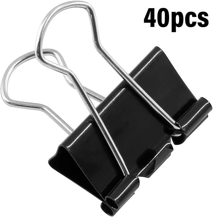 40 Pack Small Binder Clips - 3/4 Inch / 19mm Black Metal Paper Clamps for Office, School, Home, DIY, Business - File Clips, Teacher Supplies