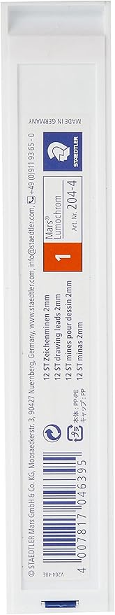 Staedtler Mars Lumochrome 204-4 Colour Drawing Refill Orange 2 mm for Lead Pencils