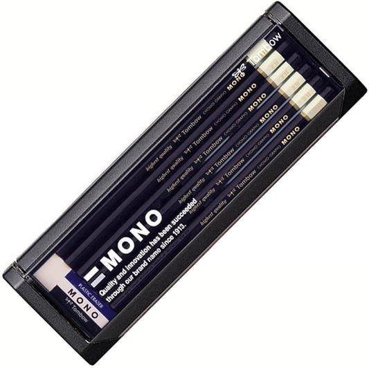 Tombow Mono-2H Premium Pencil, 2H MONO (High Standard Pencil with Ultra Fine Particles), Includes MONO Eraser, Drafting, Drawing, 1 Dozen