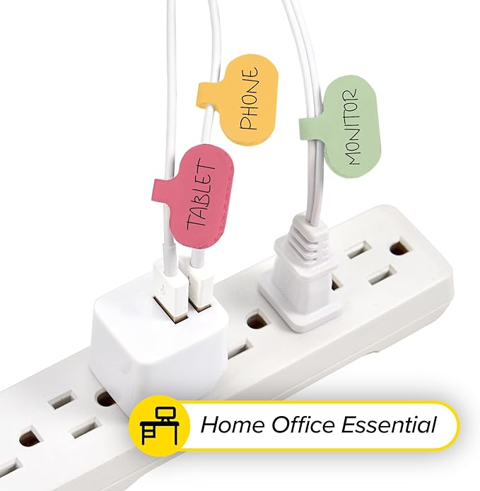 Wrap-It Storage Cable Labels - Oval, Macaron (36 Pack) - Write On Cord Labeler Wire Label Tags