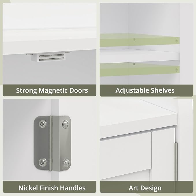 VECELO Bathroom Wall Cabinet, Wall Mounted Medicine Cabinet, Space Saver Storage Cabinet with Towel Bar for Bathroom Laundry Room Kitchen